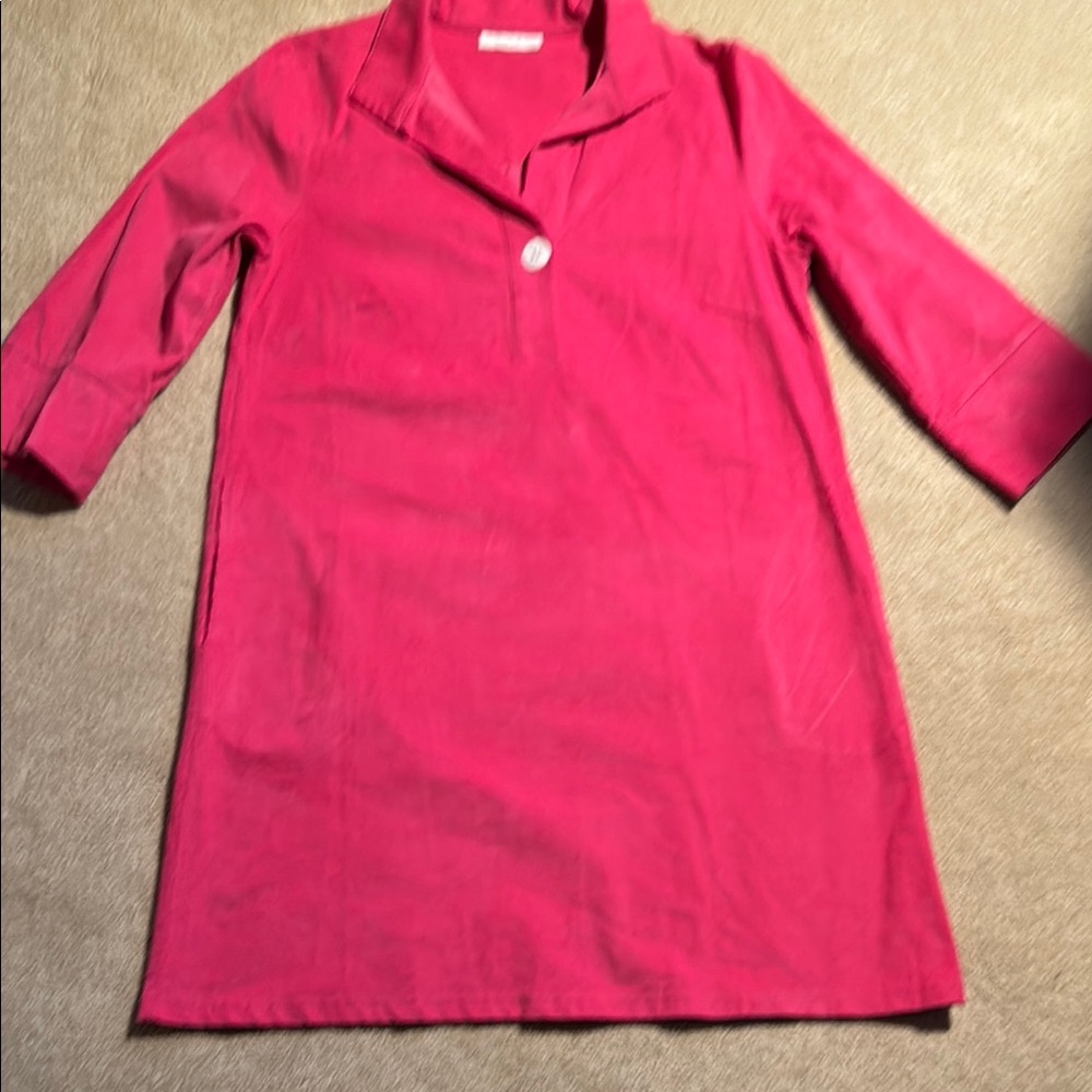 Bright Hot Pink Single-Button Shift Dress